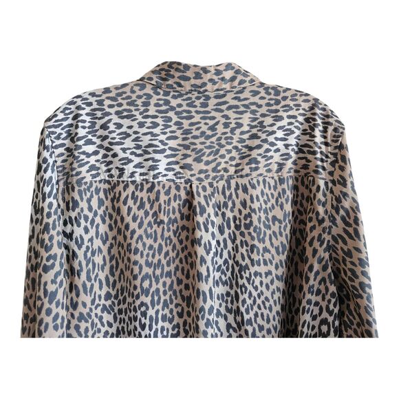 CHICO'S 2 Women 12 14 Shirt Button Up Cheetah Animal Print Long Sleeve Bust 44" - Picture 6 of 7